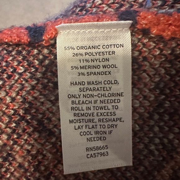 Thick stretchy open cardigan in cool tones; navy, coral and ice blue - Picture 6 of 6